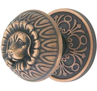 Emtek Dog Knob - Solid Brass with Lancaster Rosette in Oil Rubbed Bronze