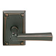 Emtek Arts & Crafts Brass Door Handle in Satin Brass & Copper with Arts & Crafts Rectangular rosette