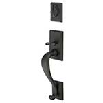 Emtek Rectangular Sectional Entry Door Handle Set in Flat Black