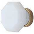 Emtek Old Town Milk Crystal Cabinet Knob in Polished Brass