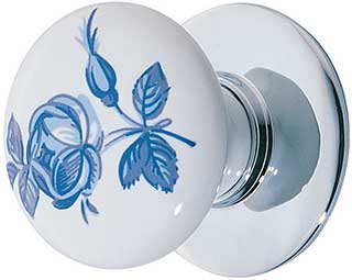 Emtek Bedford Porcelain Cabinet Knob in Polished Chrome