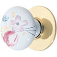 Emtek Devonshire Porcelain Cabinet Knob in Polished Brass