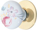 Emtek Devonshire Porcelain Cabinet Knob in Polished Brass