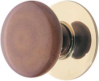 Emtek Stoneware Porcelain Cabinet Knob in Polished Brass