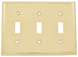Emtek Colonial 3-Toggle Brass Switchplate in PVD