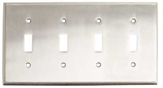 Emtek Colonial 4-Toggle Brass Switchplate in Satin Nickel