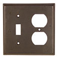 Emtek Lost Wax 1-Toggle/1-Duplex Bronze Switch Plate in Medium Bronze
