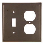 Emtek Lost Wax 1-Toggle/1-Duplex Bronze Switchplate in Medium Bronze
