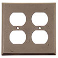 Emtek Lost Wax 2-Duplex Bronze Outlet Cover in Medium Bronze