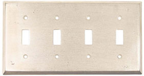 Emtek Lost Wax 4-Toggle Bronze Switchplate in Silver Patina