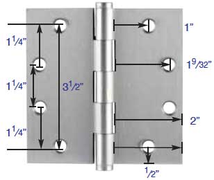 Dimensions for Emtek 4.5"X4.5" hinges