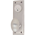 Emtek Keyed Quincy 7-1/8" Brass Door Handle Plate in Satin Nickel with Egg knob