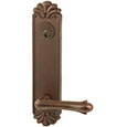 Emtek Keyed Style-#16 10-1/8" Bronze Door Handle Plate in Deep Burgundy with Art Nouveau lever