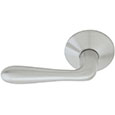 Emtek Basel Brass Door Handle in Satin Nickel with Modern rosette