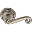 Emtek Rustic Brass Door Handle in Pewter with Rope rosette