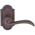 Emtek Medici Bronze Door Handle in Deep Burgundy with Style #11 rosette