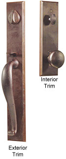 Emtek Rectangular Full-Length Sandcast Bronze Entry Door Handle