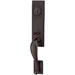 Emtek Rectangular Monolithic Entry Door Handle Set in Deep Burgundy