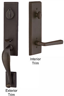 Emtek Rectangular Monolithic Sandcast Bronze Entry Door Handle