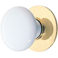 Emtek Ice White Porcelain Cabinet Knob in Polished Brass