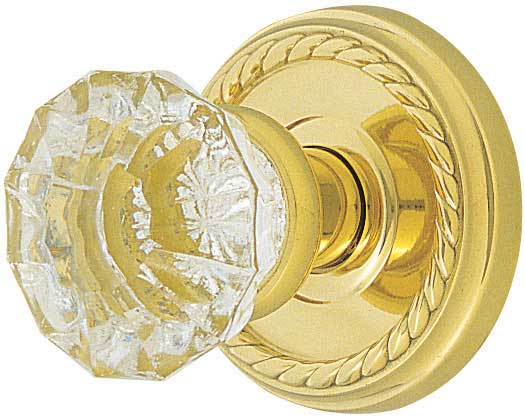 Emtek Astoria Crystal Knob w/ Regular Rosette Privacy Set Satin Brass -  8200-AS-US4