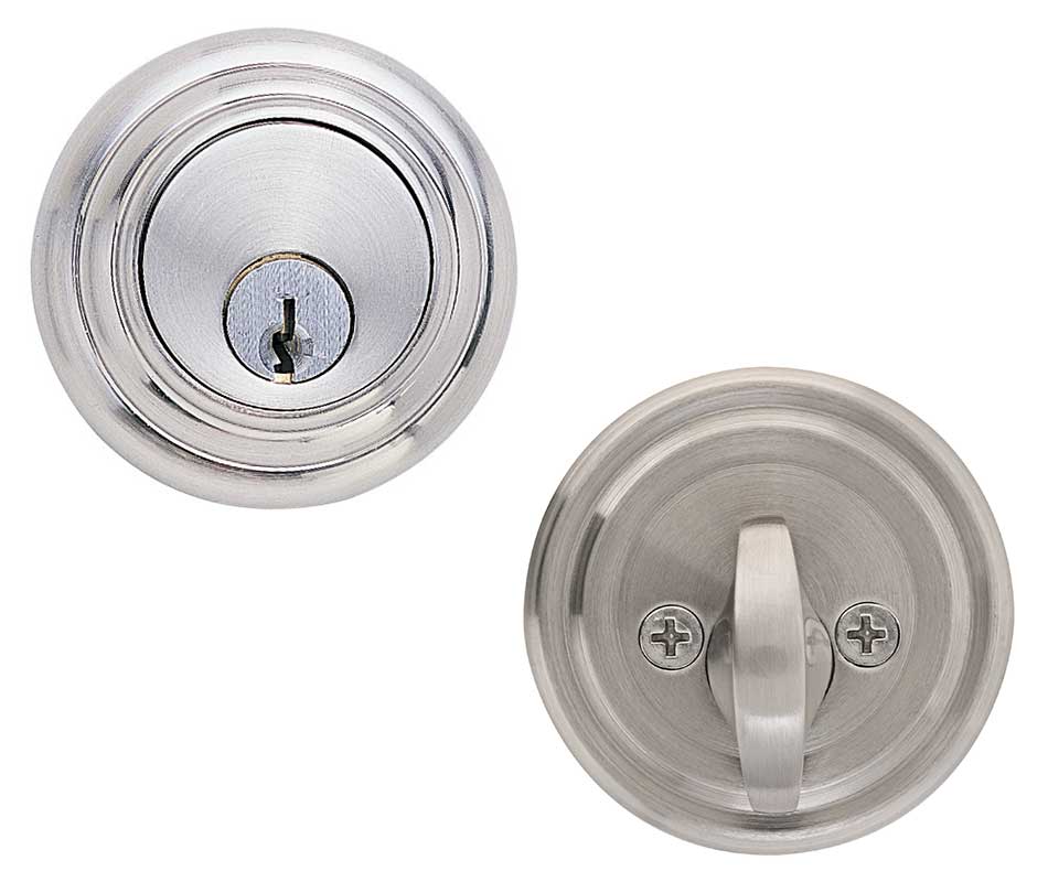 Double Lock Cylinder Security Door Lock on Both Side Silver for Wood Doors