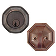 Emtek Octagon Bronze Deadbolt Door Lock in Medium Bronze and Deep Burgundy