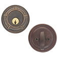 Emtek Tuscany Bronze Deadbolt Door Lock in Medium Bronze and Deep Burgundy