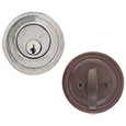 Emtek Tuscany Classic Bronze Deadbolt Door Lock in Silver Patina and Deep Burgundy