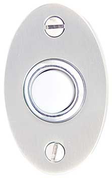 Emtek Small Oval Brass Door Bell in Satin Nickel