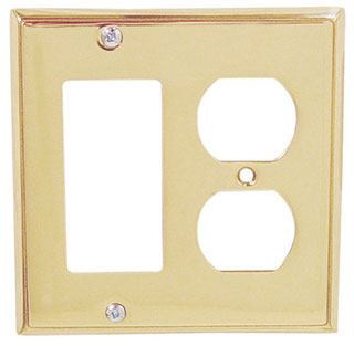 Emtek Colonial 1-Rocker/1-Duplex Brass Switchplate in PVD