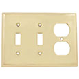 Emtek Colonial 2-Toggle/1-Duplex Brass Switch Plate in PVD