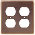 Emtek Colonial 2-Duplex Brass Outlet Cover in Oil Rubbed Bronze