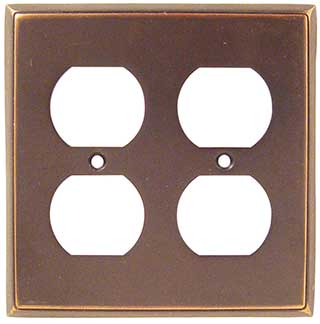 Emtek Colonial 2-Duplex Brass Outlet Plate in Oil Rubbed Bronze