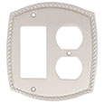 Emtek Rope 1-Rocker/1-Duplex Brass Switch Plate in Satin Nickel