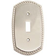 Emtek Rope 1-Toggle Brass Switch Plate in Satin Nickel