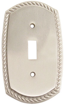 Emtek Rope 1-Toggle Brass Switchplate in Satin Nickel