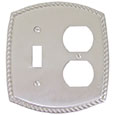 Emtek Rope 1-Toggle/1-Duplex Brass Switch Plate in Satin Nickel