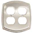 Emtek Rope 2-Duplex Brass Outlet Cover in Satin Nickel