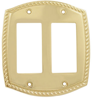 Emtek Rope 2-Rocker Brass Switchplate in PVD