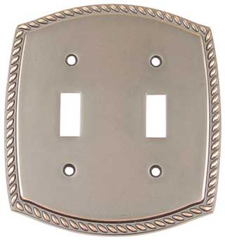 Emtek Rope 2-Toggle Brass Switchplate in Oil Rubbed Bronze