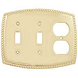 Emtek Rope 2-Toggle/1-Duplex Brass Switch Plate in PVD