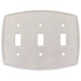 Emtek Rope 3-Toggle Brass Switch Plate in Satin Nickel