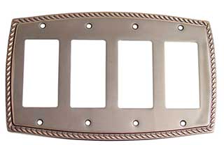 Emtek Rope 4-Rocker Brass Switchplate in Oil Rubbed Bronze