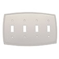 Emtek Rope 4-Toggle Brass Switch Plate in Satin Nickel