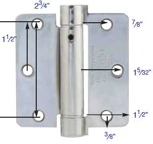 Dimensions for Emtek 3.5"X3.5" spring hinges