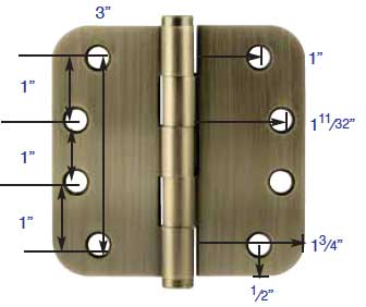 Dimensions for Emtek 4"X4" hinges