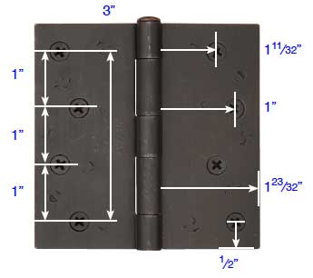 Dimensions for Emtek 4"X4" hinges