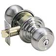 Emtek Keyed Waverly Door Knob in Polished Chrome with Regular rosette