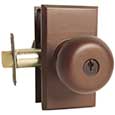 Emtek Winchester Bronze Keyed Door Knob Lock Set in Deep Burgundy with Style #1 rosette